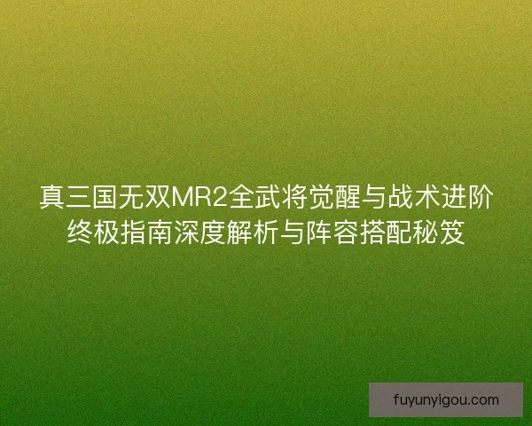 真三国无双MR2全武将觉醒与战术进阶终极指南深度解析与阵容搭配秘笈